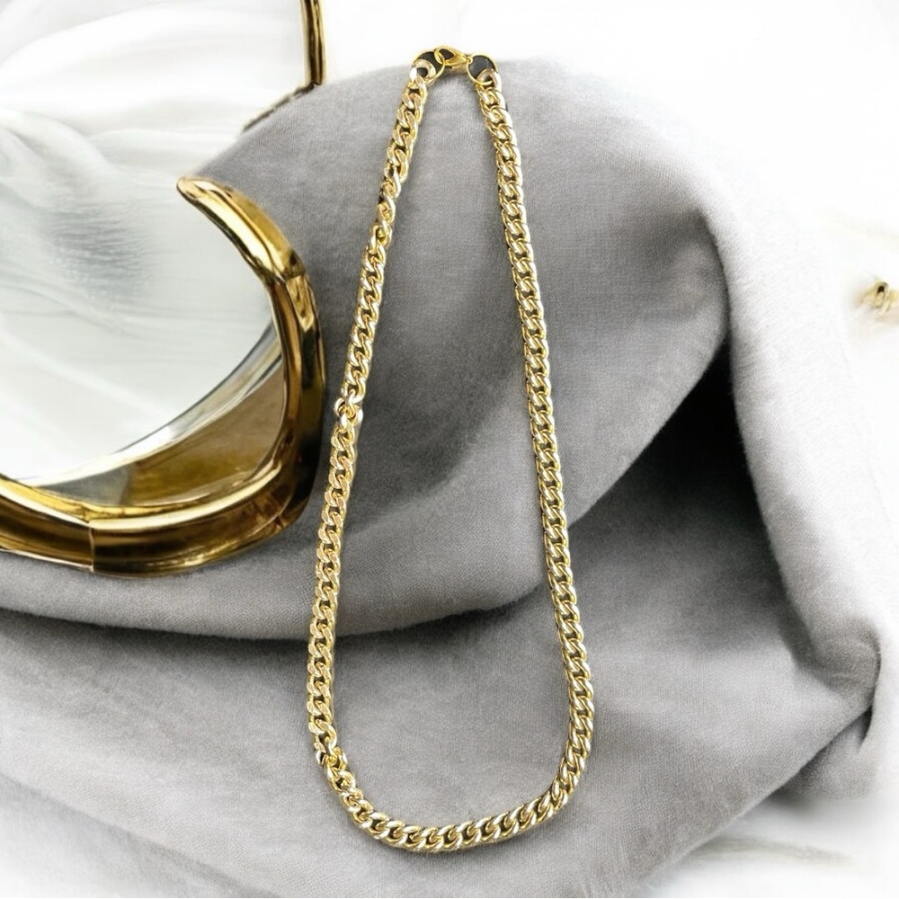 Gold Tone Cuban Link Chain Necklace